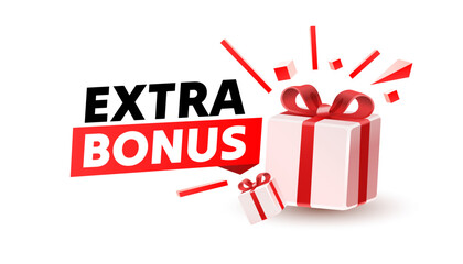 Extra bonus gift, gift tag, free product. web sticker. Vector illustration