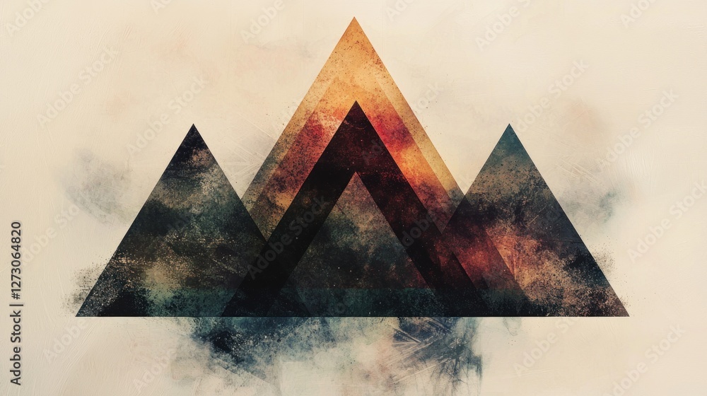 Poster abstract mountain range: a textured triangular composition
