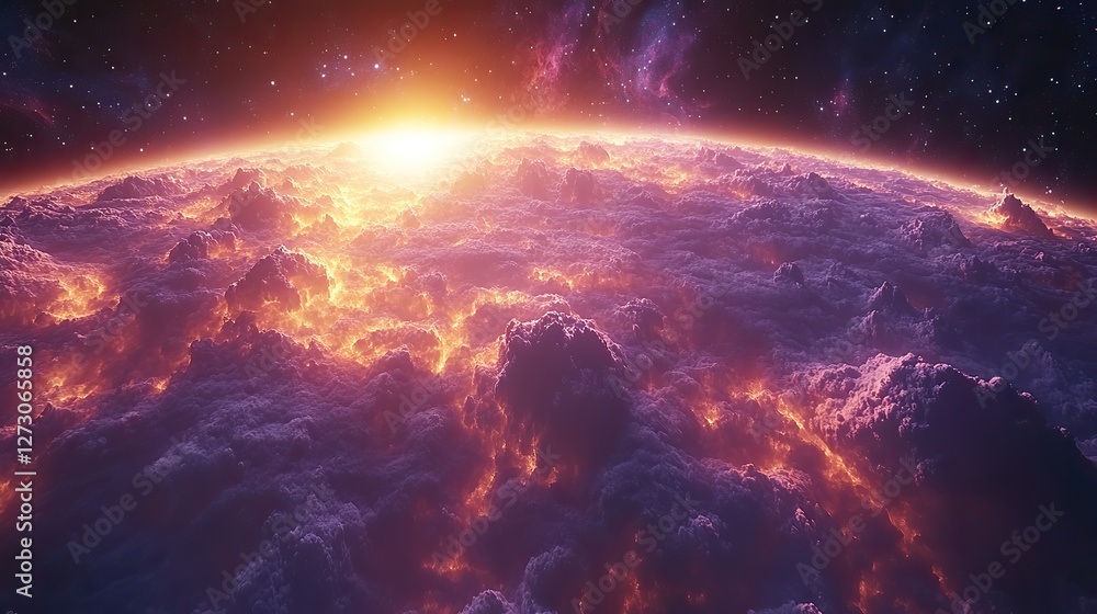 Poster stunning hdri 360d space background nebula and stars equirectangular projection environment map