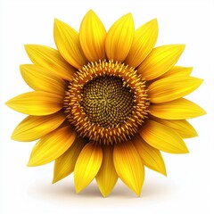 Blooming sunflower with bright yellow petals isolated on white background