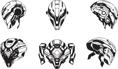 A set of elements for flat design in cyberpunk style. Hand drawn vector illustration