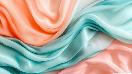 Obraz premium Abstract Pastel Fabric Texture: A Dreamy Swirl of Peach and Aqua