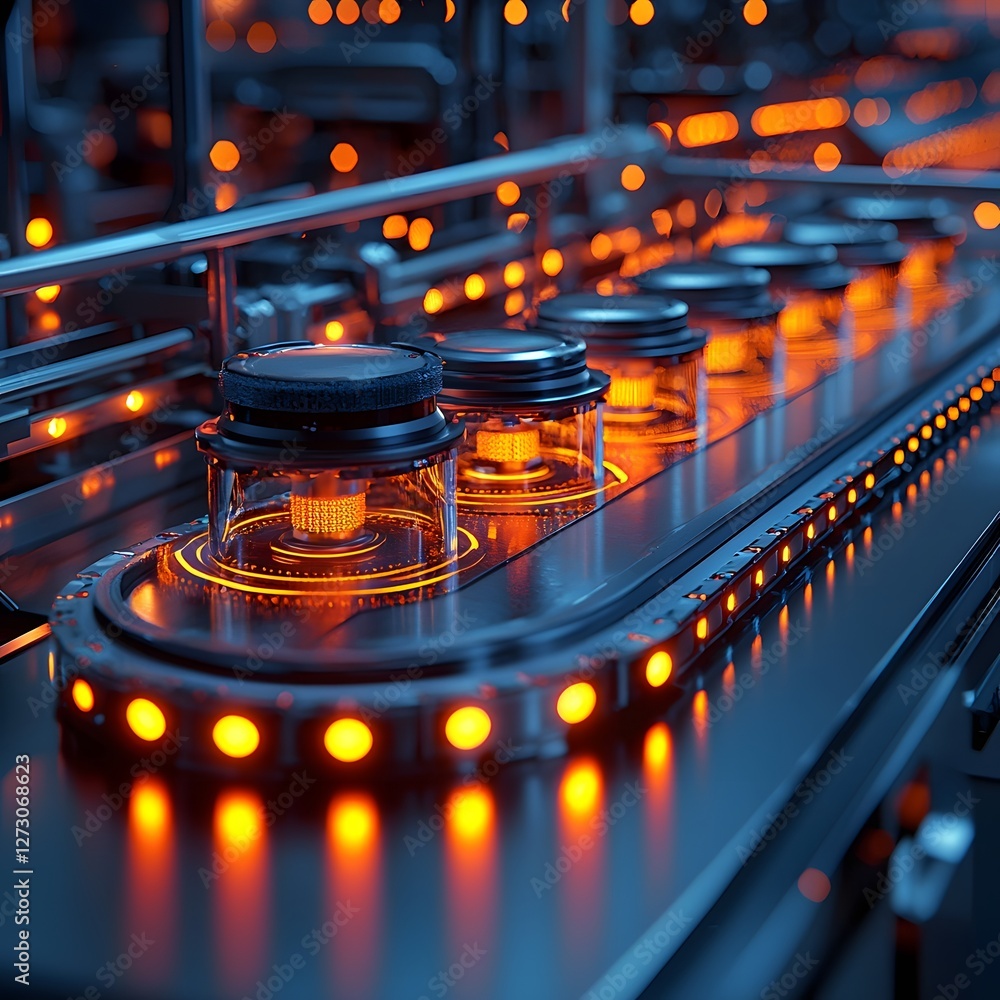 Aufkleber futuristic smart factory sensors flagging liability risks in real time with vibrant visuals