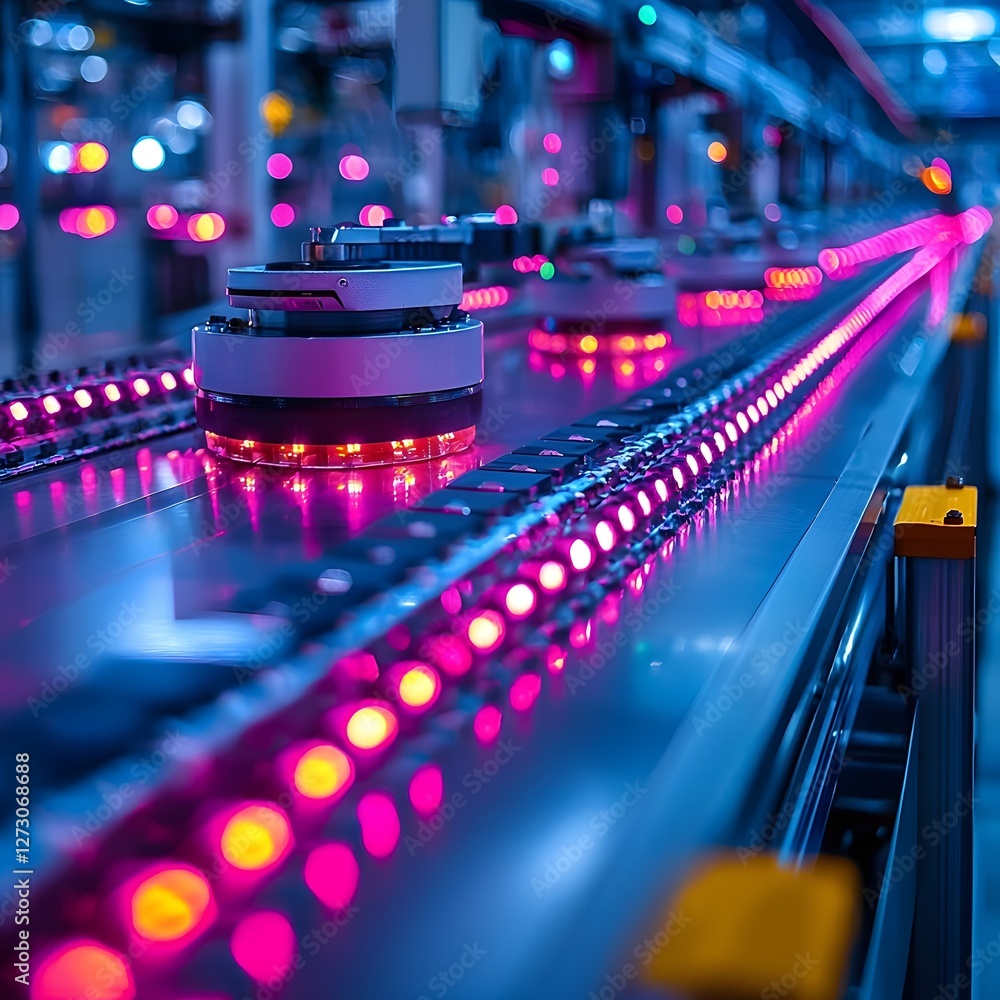 Poster futuristic factory s real time liability monitoring with vibrant sensor signals