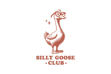 Silly goose club, Retro Funny Sarcastic Animal Quote Typography T Shirt Design