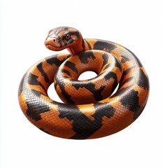 Obraz premium Massive anaconda coiled and ready to strike isolated on white background