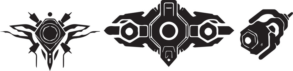 A set of elements for flat design in cyberpunk style. Hand drawn vector illustration