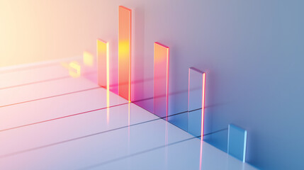 Abstract 3D glass graph symbolizing financial growth in a modern minimalistic design.