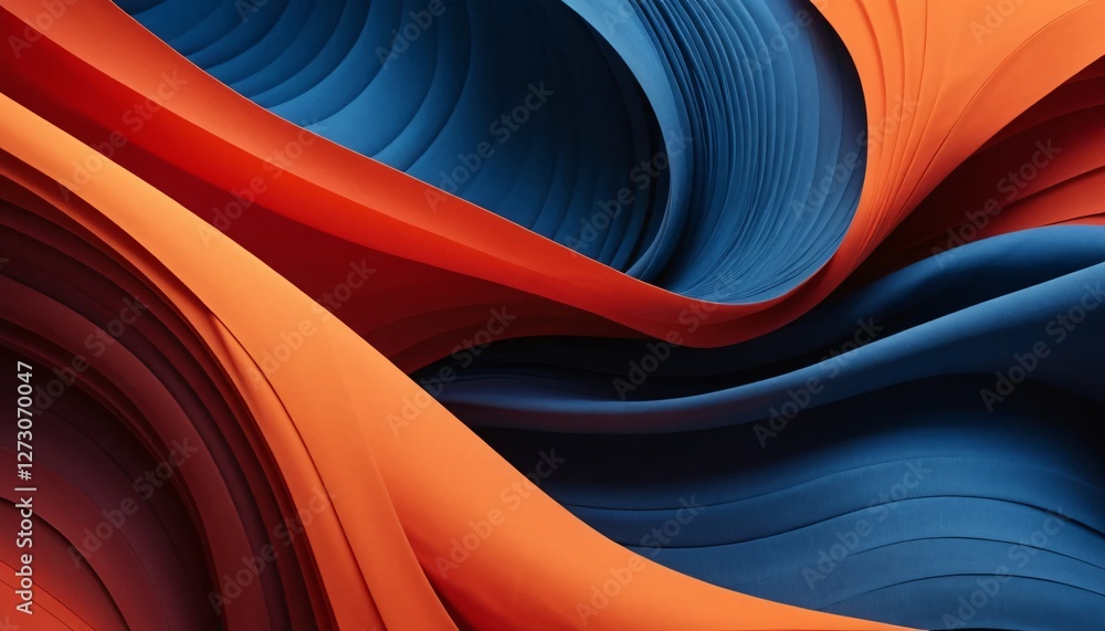 Fototapete dynamic abstract art. flowing orange and blue waves create a visual rhythm. modern design element wi