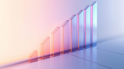 Abstract 3D glass graph symbolizing financial growth in a modern minimalistic design.