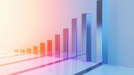 Abstract 3D glass graph symbolizing financial growth in a modern minimalistic design.