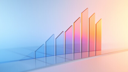 Abstract 3D glass graph symbolizing financial growth in a modern minimalistic design.