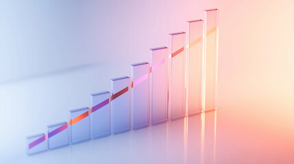 Abstract 3D glass graph symbolizing financial growth in a modern minimalistic design.