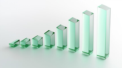 Abstract 3D glass graph symbolizing financial growth in a modern minimalistic design.