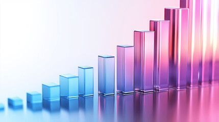 Abstract 3D glass graph symbolizing financial growth in a modern minimalistic design.