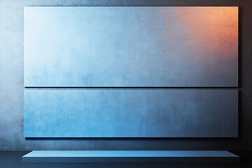 Cool Blue and Warm Orange Light Illuminate Empty Display Panels. AI Generated