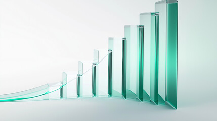 Abstract 3D glass graph symbolizing financial growth in a modern minimalistic design.