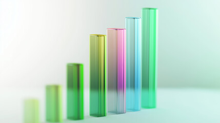 Abstract 3D glass graph symbolizing financial growth in a modern minimalistic design.