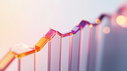 Abstract 3D glass graph symbolizing financial growth in a modern minimalistic design.
