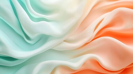 Obraz premium Pastel Dream: Abstract Texture of Flowing Silk Fabric in Delicate Mint and Peach Hues