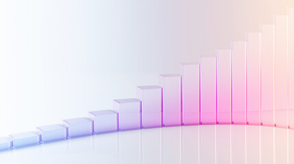 Abstract 3D glass graph symbolizing financial growth in a modern minimalistic design.