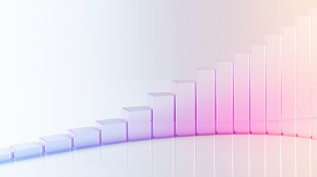 Abstract 3D glass graph symbolizing financial growth in a modern minimalistic design.