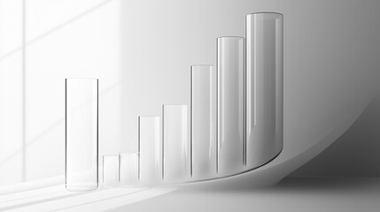 Abstract 3D glass graph symbolizing financial growth in a modern minimalistic design.
