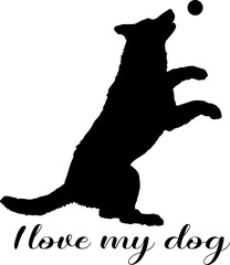 og silhouette, dog, dog breeds, logo, vector, silhouette, i love my dog, animal, illustration, icon, sign, design, black, symbol, pet, love
