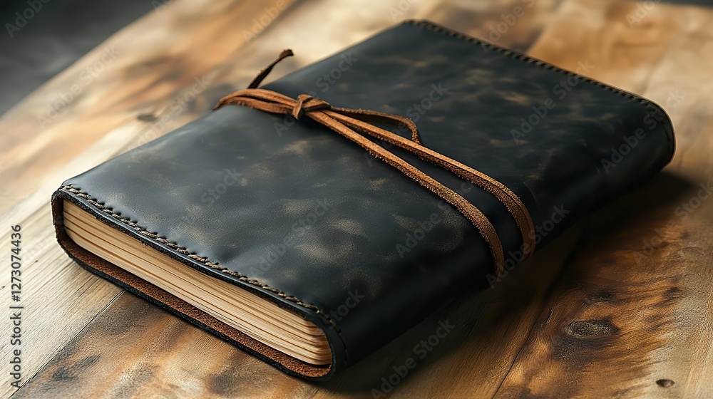 Poster traveler s notebook with black leather cover on transparent background perfect for digital and print