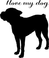 og silhouette, dog, dog breeds, logo, vector, silhouette, i love my dog, animal, illustration, icon, sign, design, black, symbol, pet, love
