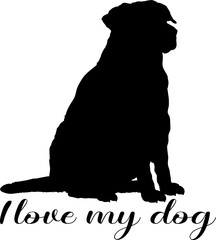 og silhouette, dog, dog breeds, logo, vector, silhouette, i love my dog, animal, illustration, icon, sign, design, black, symbol, pet, love
