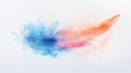 Obraz premium A Watercolor Feather: Serenity and Tranquility