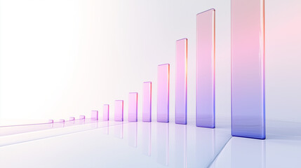 Abstract 3D glass graph symbolizing financial growth in a modern minimalistic design.
