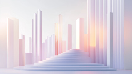 Abstract 3D glass graph symbolizing financial growth in a modern minimalistic design.