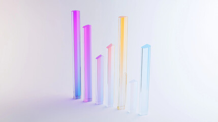 Obraz premium Abstract 3D glass graph symbolizing financial growth in a modern minimalistic design.