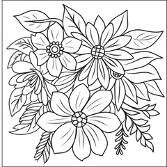bouquet of different flowers coloring page