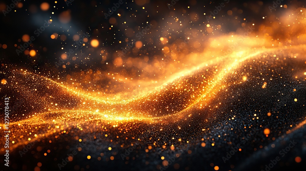 Poster vector background with golden bokeh dust blur effect and sparkling light for elegant and luxurious d