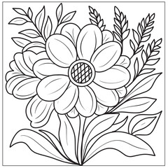 Ornament flowers coloring page vector