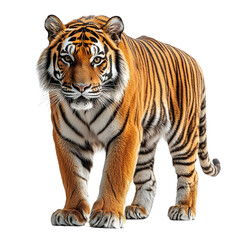 Obraz premium Angled view full body shot of an extremely perfect looking single Saber-Toothed Tiger isolated on a white transparent background