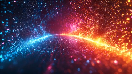Fototapeta premium Abstract energy streams, blue and orange, colliding, dark background, perfect for tech visuals