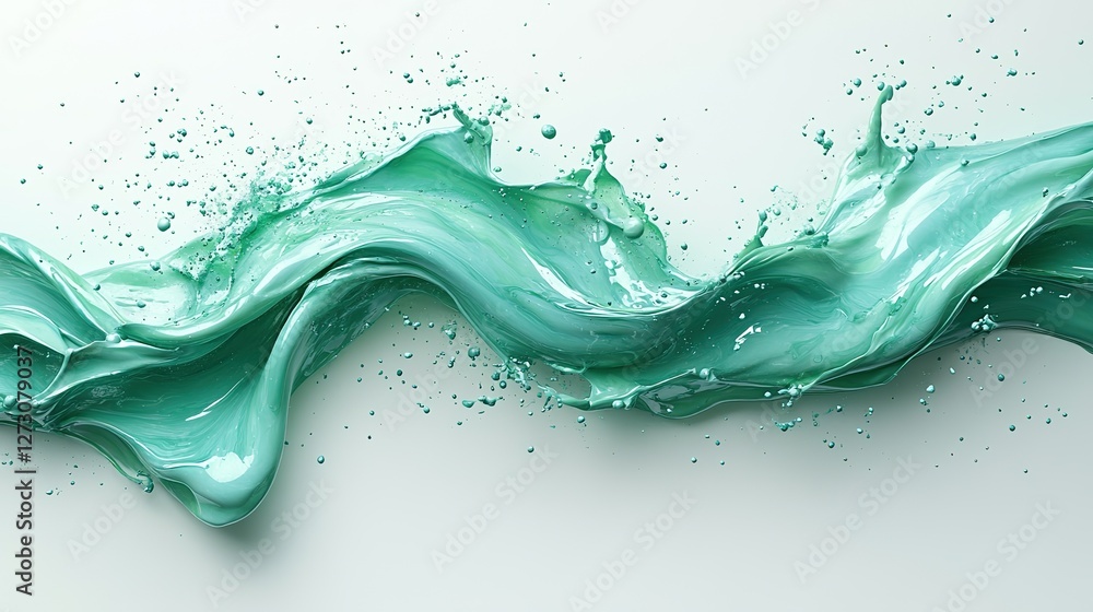 Aufkleber versatile green cream liquid paint ink splash swirl wave on transparent background png cutout with m