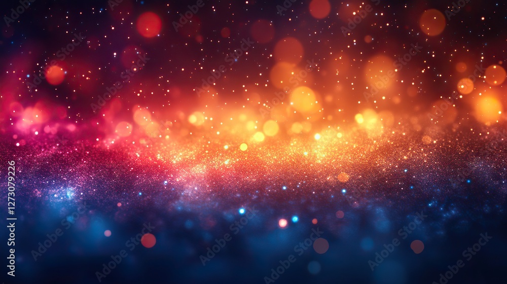 Poster vibrant abstract blur bokeh light background with festive colorful banner for creative design and ce