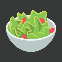 Fresh Green Salad in a Bowl – Healthy Food Vector Icon