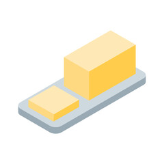 Rectangular Block of Pale Yellow Butter – Dairy Food Ingredient Vector Icon