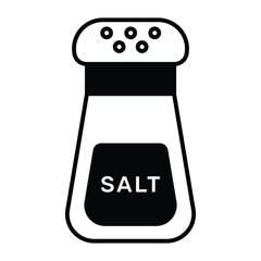 Salt Shaker Vector Icon – Transparent Glass Bottle with Silver Cap for Pouring Salt