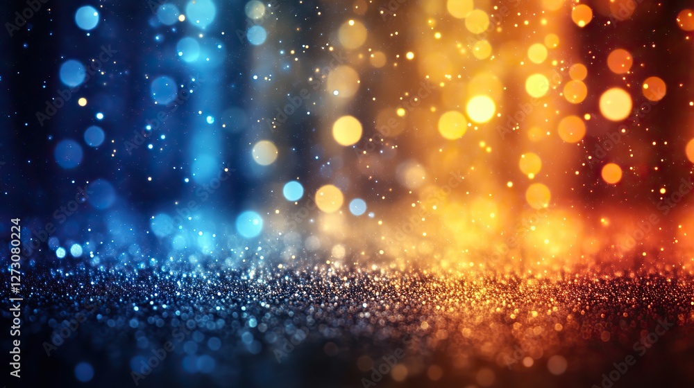 Poster vibrant blue and yellow gradient bokeh effect a luminous backdrop for winter to spring transition