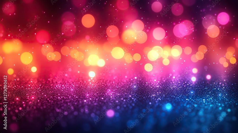 Poster vibrant bokeh lights a spectrum of soft glowing circles creating a dreamy backdrop for celebrations 