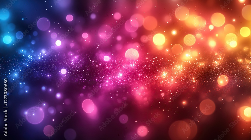 Poster vibrant bokeh lights a spectrum of soft glowing circles creating a dreamy backdrop for celebrations 
