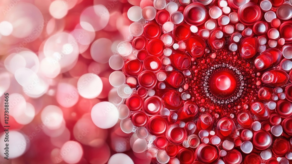Aufkleber Abstract Red Bokeh Background with Circular Shapes and Textures