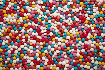 Fototapeta premium Pill capsules pattern, analgesic pile, painkiller drugs, sedative pills group, medicine gel capsules